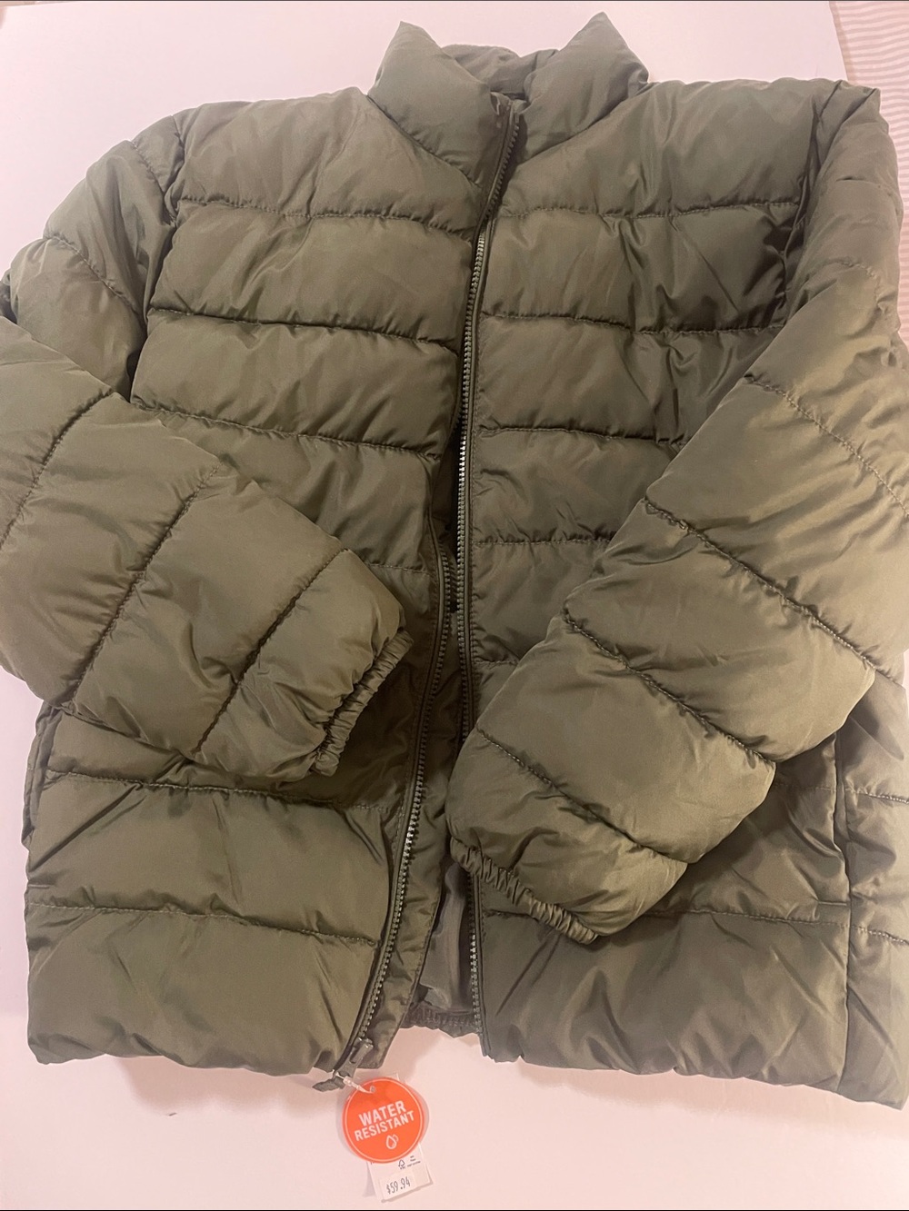 The Children's Place Olive Puffer Jacket - Quilted Wind-Resistant Coat